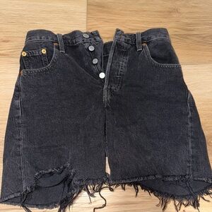 Levi’s Black Distressed Denim Shorts
